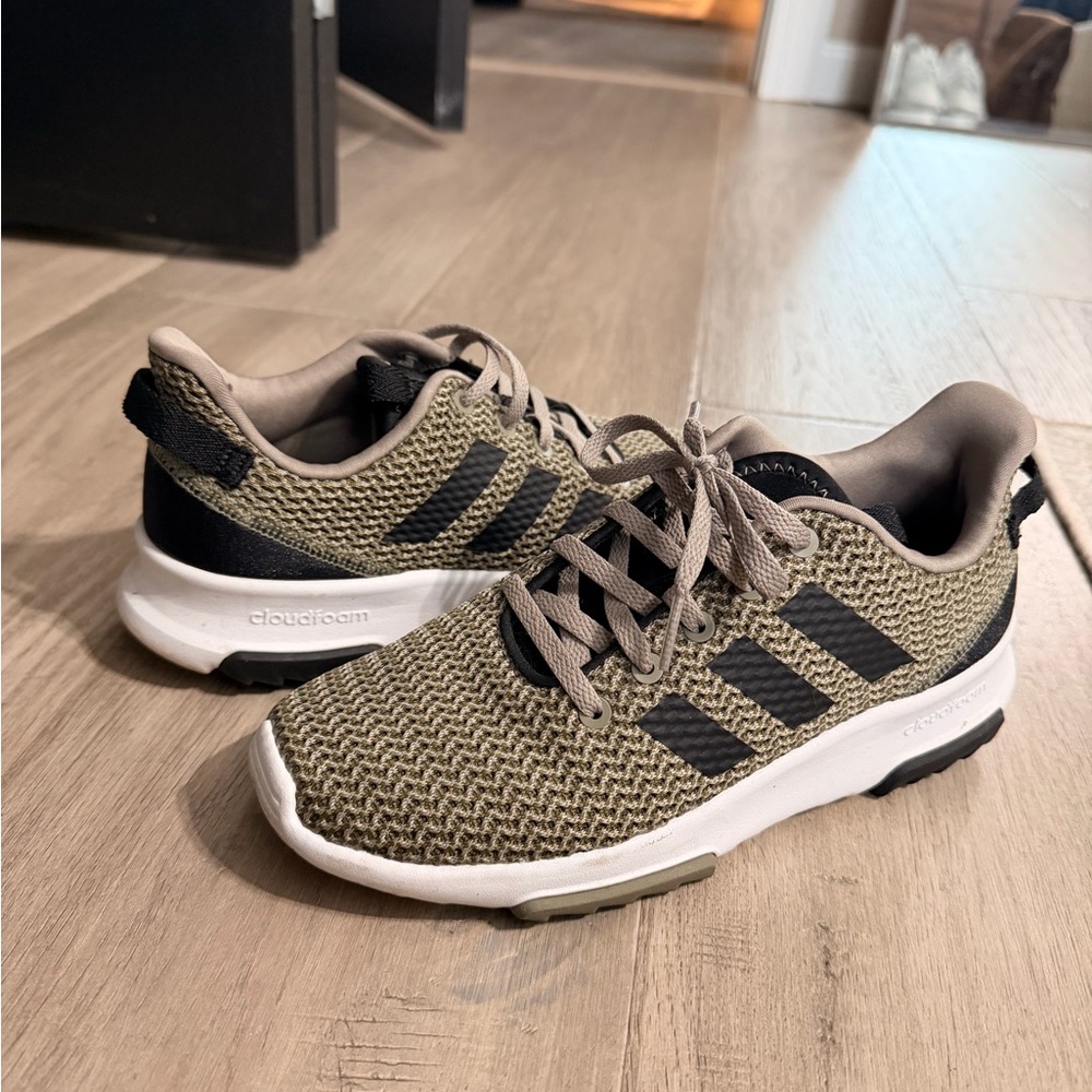 Adidas Khaki and Black Cloudfoam Sneakers